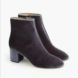J Crew Velvet Hadley Boots Silver Grey